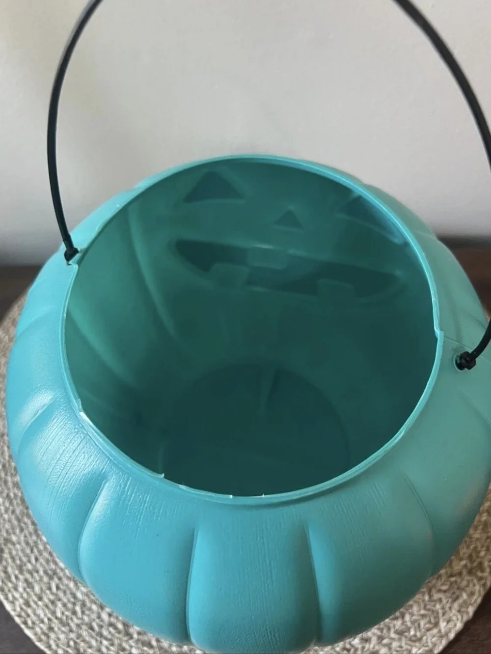 Halloween Pumpkin Teal JOL Blow Mold Bucket Pail Trick-or-Treat.